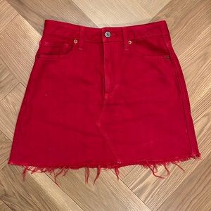 Abercrombie & Fitch Red Denim Mini Skirt